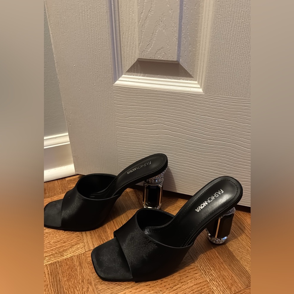 Fashion Nova Black Heels with Silver Accents